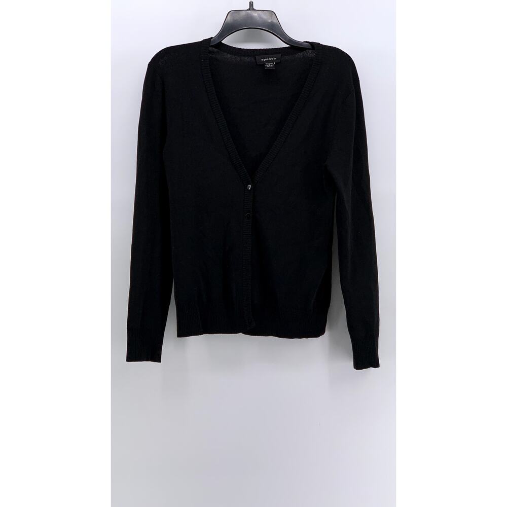 SPENSE Women's Black V-Neck Button-Up Cardigan SZ M
